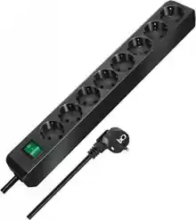 Brennenstuhl Eco-Line regleta de enchufes con 8 tomas de corriente (cable de 3 m, interruptor) negro