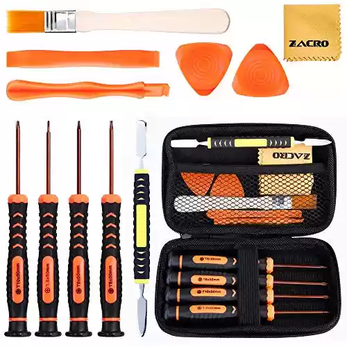 Zacro 12 Pcs Kit de Destornilladores T6/T8/T10,Destornilladores PS4 desmontaje y Herramienta de Palanca Abierta,Cepillos y Caja de Depósito para Xbox one Xbox 360 Xbox One-X PS3/PS4 y piezas de móvil